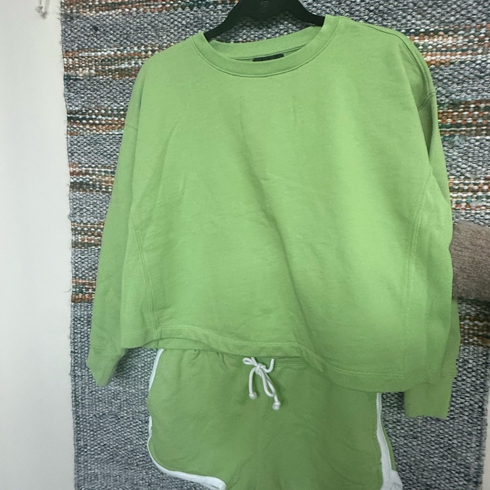 J. Crew Green Sweatshirt and Shorts Set